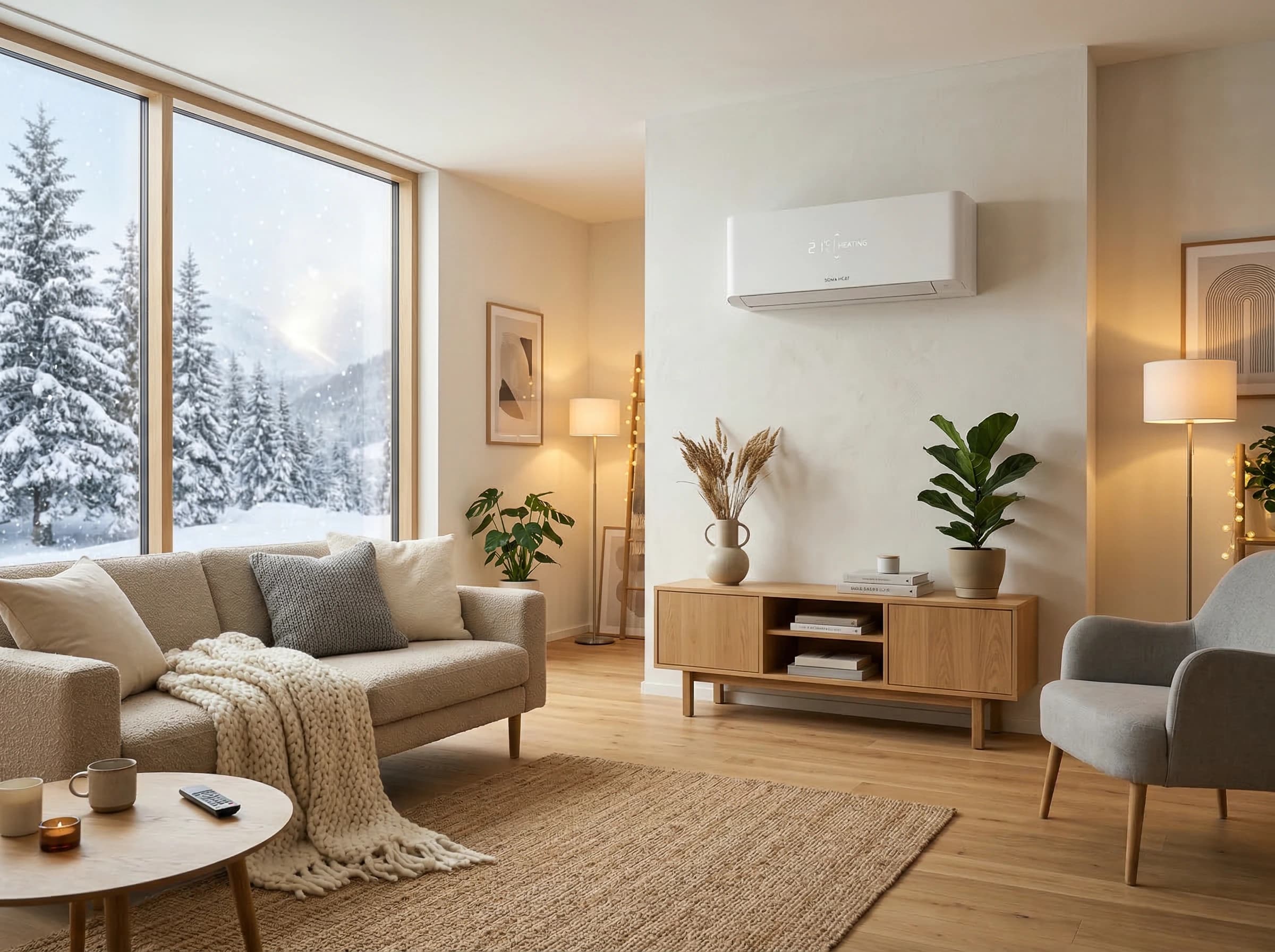 Luftvärmepump monterad på husvägg